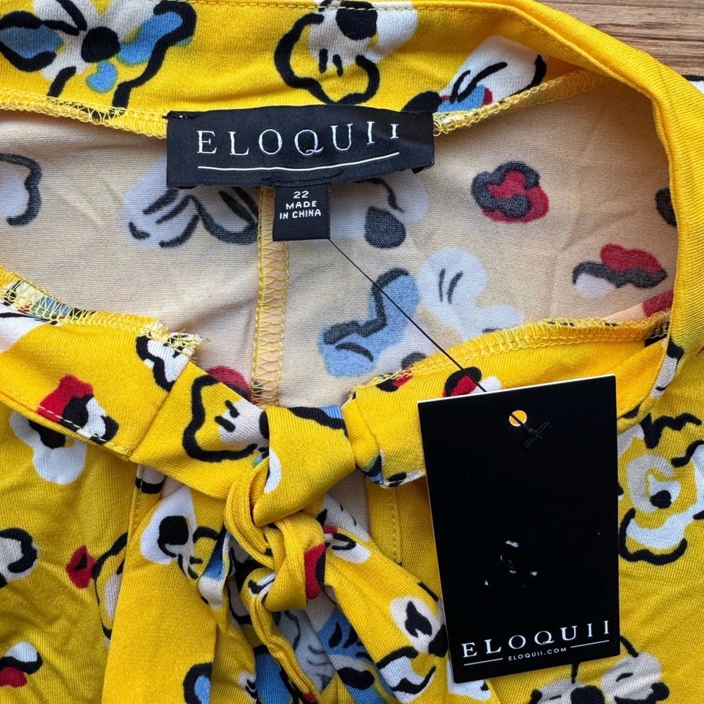 NWT ELOQUII Yellow Floral Dress 22 Cottagecore Floral Grandmacore - Picture 3 of 6